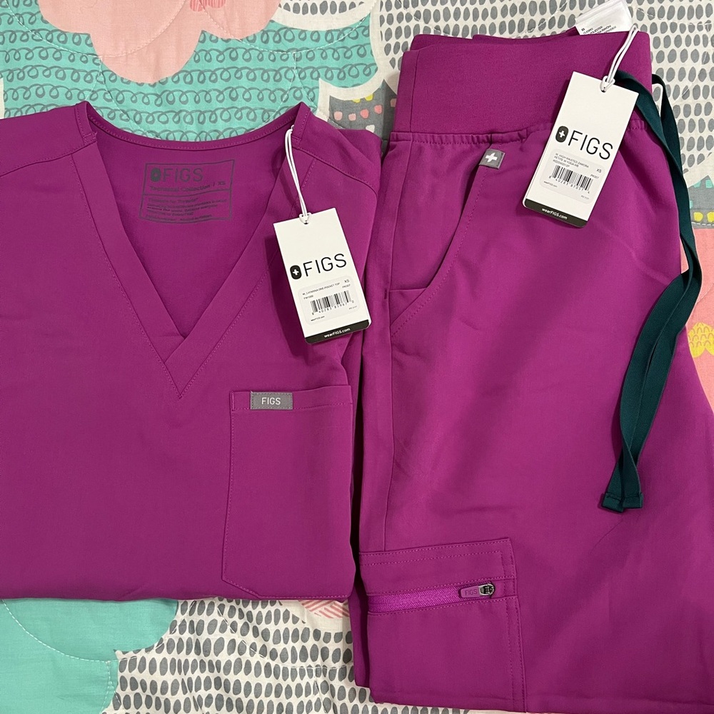 Figs scrub set Bright Fuchsia XS/XSP (New)